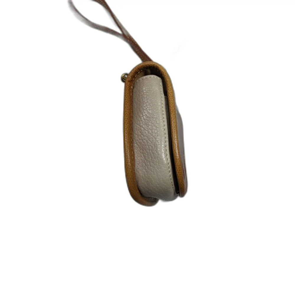 Vintage Liz Claiborne Leather CrossBody Saddle Bag Mini Purse Beige Leather 80s